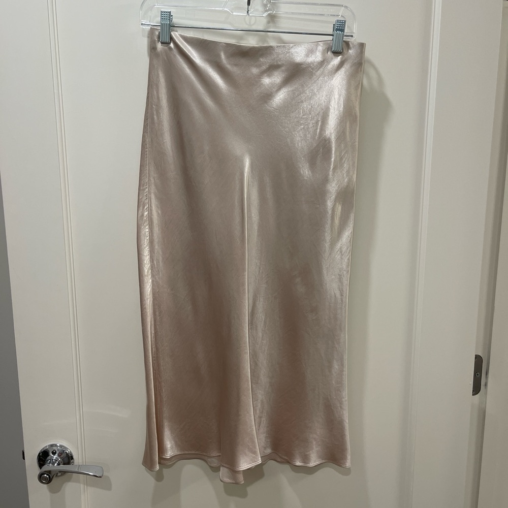 Vince Gold Champagne Shimmer Midi Skirt